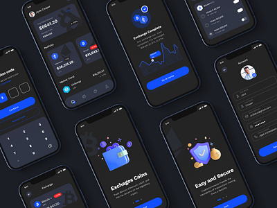 Crypto Wallet Mobile App Design app design bitcoin app crypto wallet cryptocurrency dark mode design ui kit finance app fintech app graphic design money app ui ui design template ui kit ui ux visual design