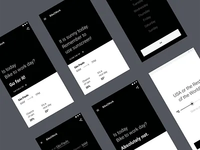 Bike to Go app bike bike app black black white design funny google icon interface slider typography ui ux weather