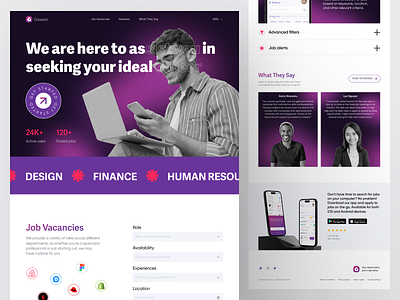 Gawean: Landing Page app career design download finance finder hero human job landing networthy new page premium resources trending ui ux vacancy website