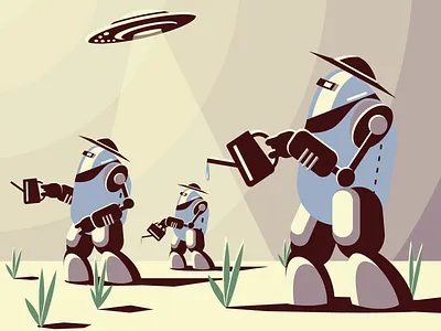Robots 01 desert future plants robots ufo