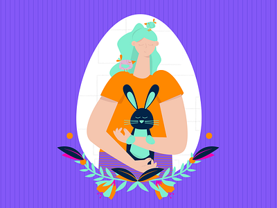 easter III bunny easter easter egg illustration people women