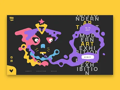 Art Exhibition Landing Page branding creative design design design studio digital art event event branding exhibition graphic design hero illustration illustration interface landing page modern art typography ui user experience ux web web design