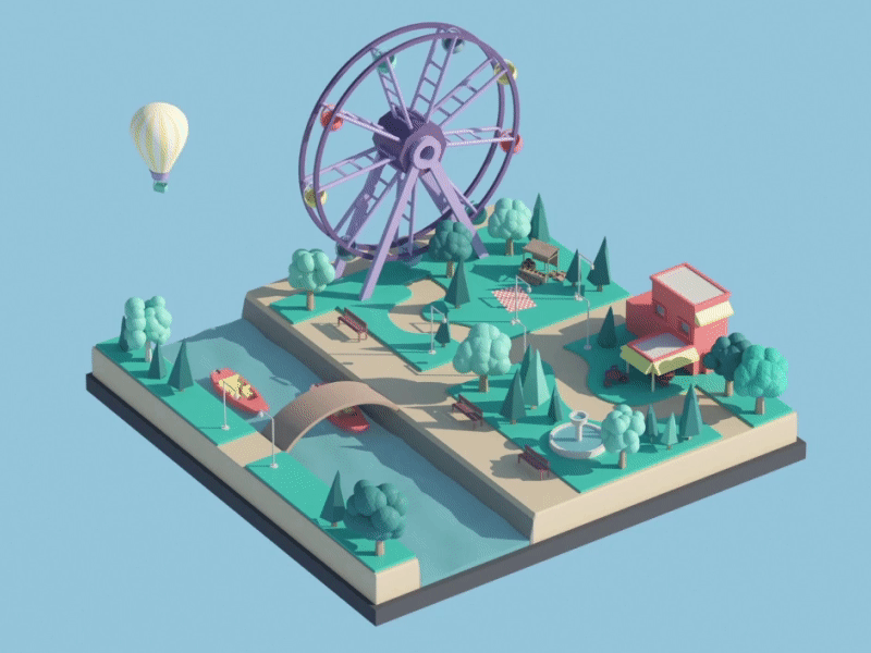 UFO series - spring 3d animation art c4d cartoon cinema 4d design freelance game app isomatric low poly motion motiondesign motiongraphics nature poly art render spring ufo visual