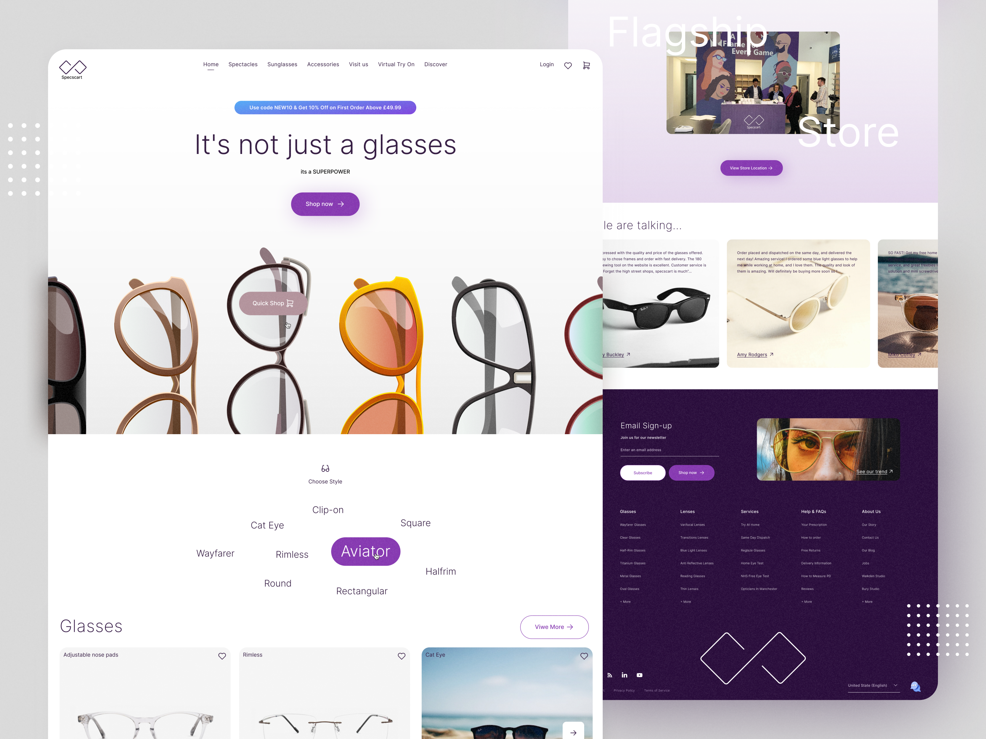 Redesign Specscart Home Page 🎉 🥳 clean colorfull concept creative design design dribbble best shot ecommerce eshop eyewear figma home page illustration online shopping redesign specimen sunglasses trendy uiux web website