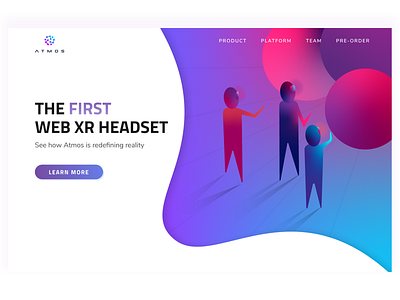 Atmos AR Landing Page ar augmented blue branding flat gradient helmet illustration landing page purple reality red ui ux virtual vr web