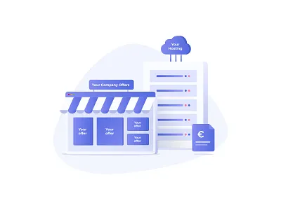 Online Store cloud data datacenter hosting illustration internet offer store store app telecom voip