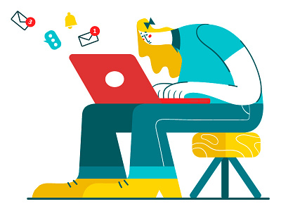 Almost Weekend! ⌛☀️ computer flat illustration notifications vector woman work