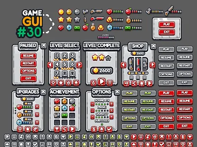 Game GUI #30 2d assets development flat game gui interface silver unity yurakr
