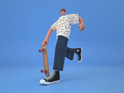 skateboard c4d character creation design octane 图标 角色创造