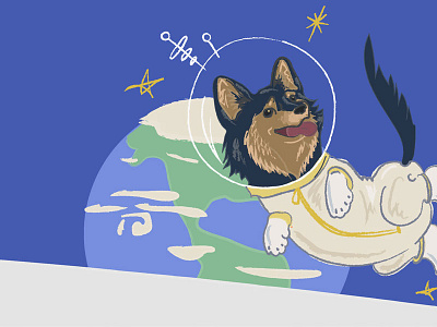 Astronaut Tripp astronaut corgi illustration space