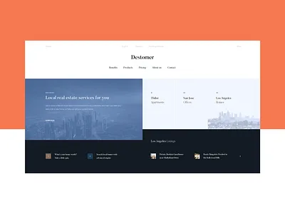 Destomer — Real Estate Portal blue clean colors design grid inspiration interface listings minimal minimalism properties property real estate sandro tavartkiladze tavdro ui ux web website whitespace