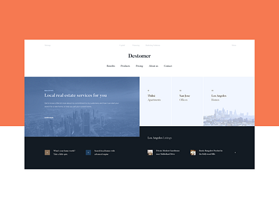Destomer — Real Estate Portal blue clean colors design grid inspiration interface listings minimal minimalism properties property real estate sandro tavartkiladze tavdro ui ux web website whitespace