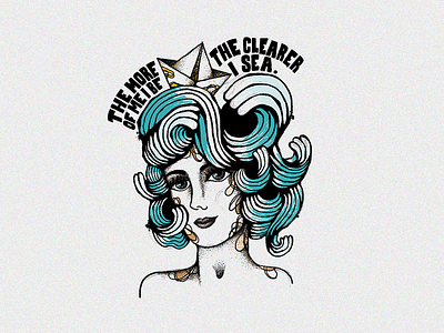 The more of me by hand drawing illustration ipad pro ipad pro art pointilism portrait portrait art portrait illustration procreate procreate art quote sea tattoo tattoo style
