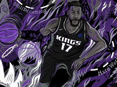 Garrett Temple Cheer Card basketball design garrett temple hoops illustration kings nba sacramento kings