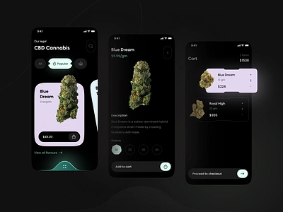 Cannabis E-Commerce App Concept app app design app ui cannabis cbd design drugs marijuana mobile app mobile app design mobile app ui mobile app ux design ui ui design weed weed app design weed marketplae weed mobile app