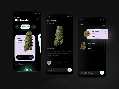 Cannabis E-Commerce App Concept app app design app ui cannabis cbd design drugs marijuana mobile mobile app mobile app ui smoke ui ui design weed weed app design weed marketplae