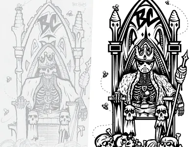 Work In Progress bees branding concepts designco drawing ideas illustration illustrator progress skull t shirt vector wip