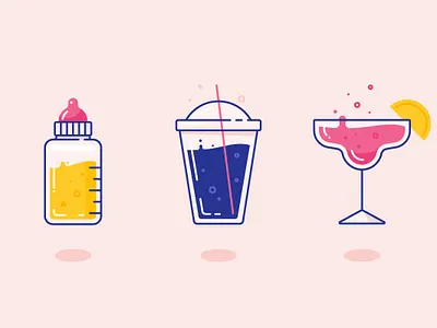 Drinks alcohol baby bottle branding design drinks flat icon illustration librebird design margarita martini minimalism package pricing smoothie ui