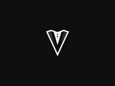 Tuxedo Logo agent alphabet v black design executive minimal paper rocket tuxedo v v logo