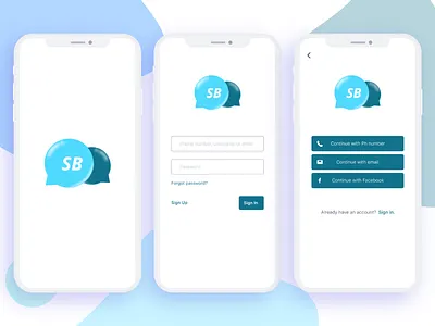 Soundbite (SB CHAT) adobexd clean ui iphone x mobile app logo sign in sign up social media social network app ui ux design