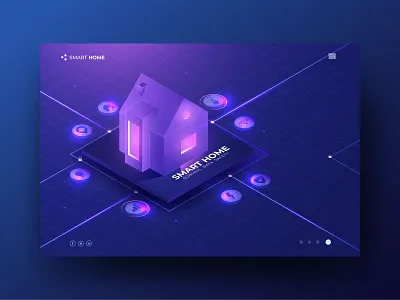 Smart Home Header Concept gradient home illustration isometric modern smart
