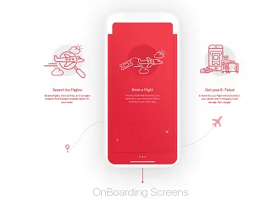 BookAir - Onboarding app design app designer app functionality app ui app ui kit app ux booking app design flat flight booking app illustration interface design minimal minimal app design red color red gradient travel travel ui kit ui kit