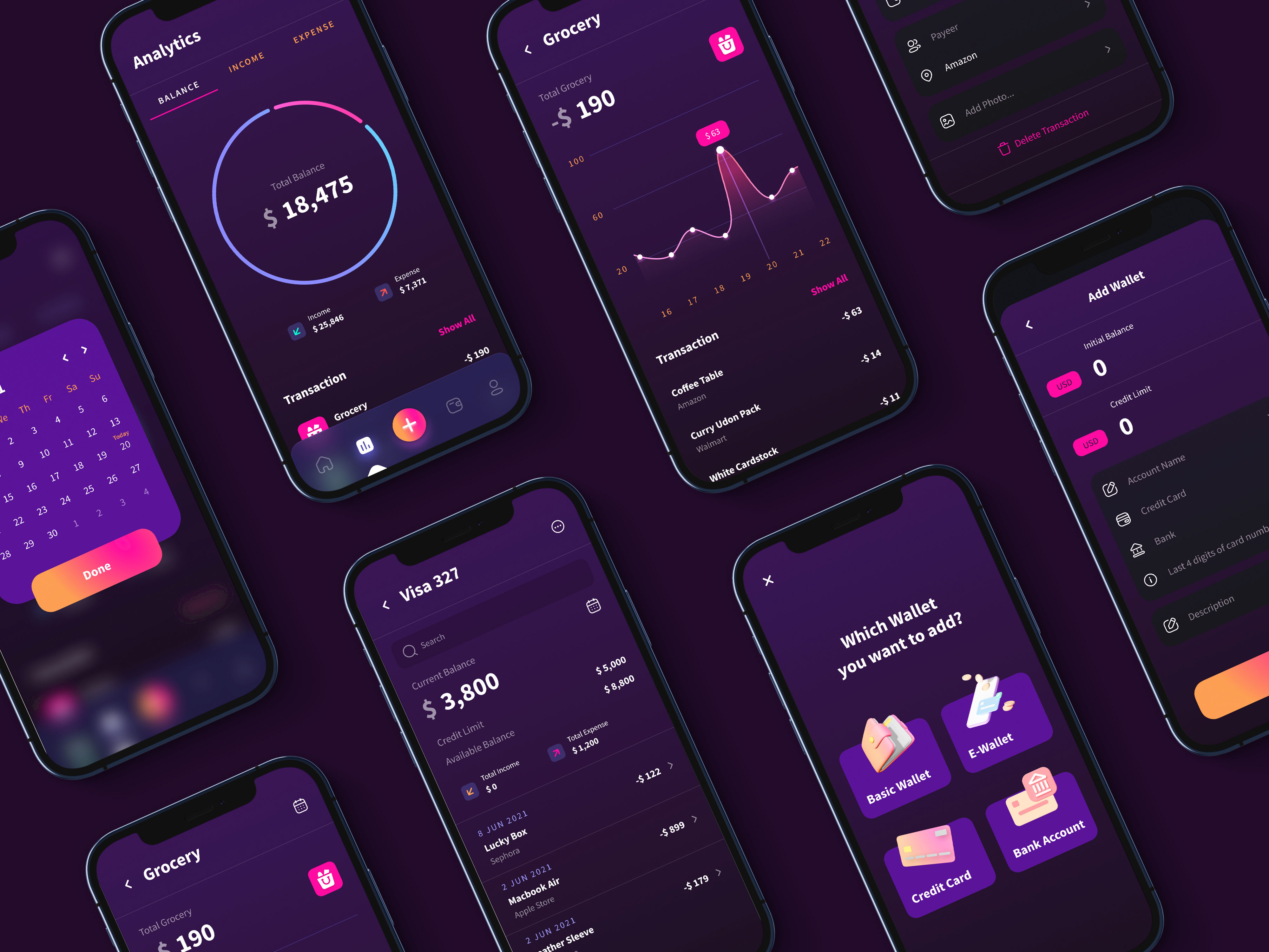 Example of Finance Mobile App Design Figma Dark