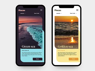 Places app application design branding concept dark design interactive light mobile places sea ui ux