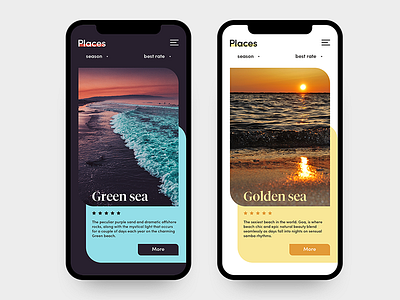 Places app application design branding concept dark design interactive light mobile places sea ui ux