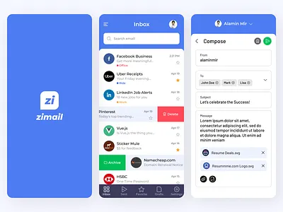Email App UI app blue email ios mail ui