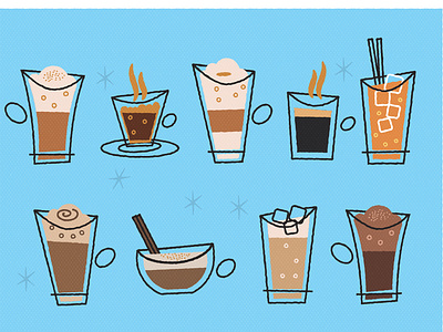 Retro Nescafe Dolce Gusto Ads brand coffee color drawing illustration pop retro vector vintage