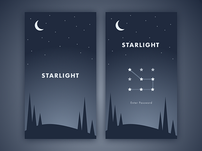 Starlight App: Splash and Log In app design application design interface interface design login login design login page login pattern login screen login ui mobile mobile design pattern design splash splash page splash screen splashpage ui ui design