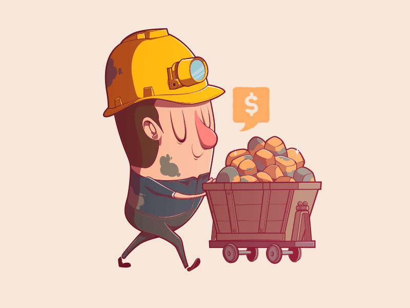 Digging for gold cart character cool mine push yellow