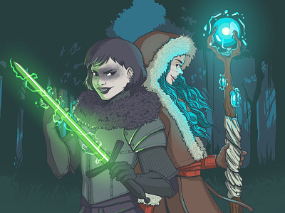 The Witch Sister art character design comic book comic illustration digital art girls samurai