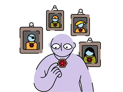 Ownership history art article blockchain blog character coin crypto game illustration money ownership pig vector