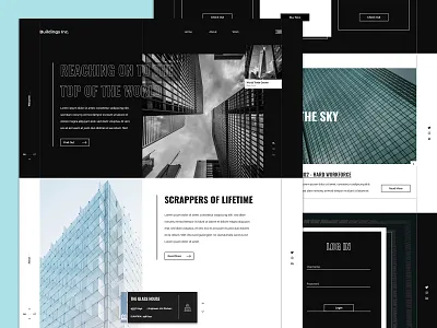 Buildings inc. black building clean construct creative modern photoshop ui ui design ux ui web web design white