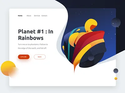Exploration : Planet In Rainbows album clean design illustration music planet radiohead screen space ui vector