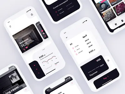 Smart Home UX UI adobe xd android app design audio clean controls flat humidity ios app design music simple thermostat ui ui design ux ux research ventilation