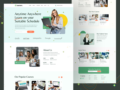 Online Learning Landing Page agency app clean courses creative design education education website elearning elearning landing page landing page minimal online course online learning ui uiux ux web ui webdesign website
