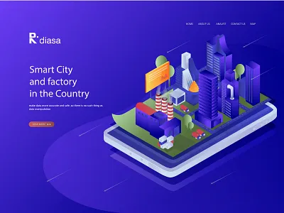 Flat Isometric Design Smart City background design banner best business character design flat design home page illustrate illustration isometric landing page logo esport modern tecnology ui ux vector web design