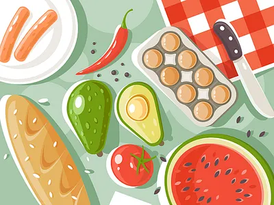 Products for picnic camping celebration flat food holiday illustration kit8 picnic product travel vector