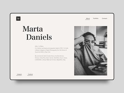 About Page For Portfolio Photographer Site concept inspiration minimal photo photographer portfolio ui ux web web design website
