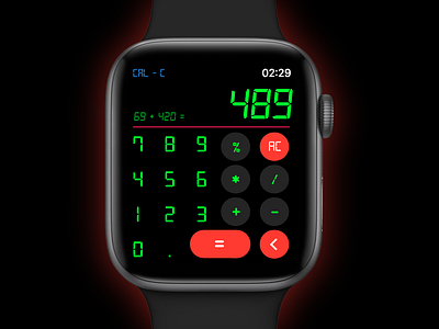 DailyUI::004 ~ Calculator app apple calc calculator calculator app calculator ui crimson daily 100 challenge dailyui dailyui 004 design digital illustration ui ux vector vintage watch app watch design watch os