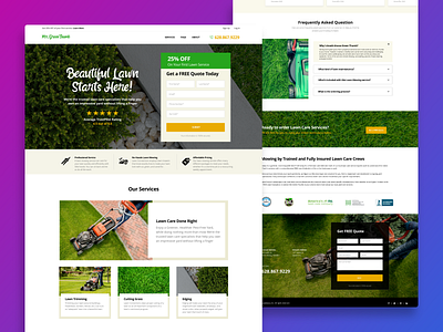 Lawn Care Service - Landing Page adobe xd agency branding call to action design design service graphic design illustration lawn lawn service light mode logo modern design ui ui ux vector