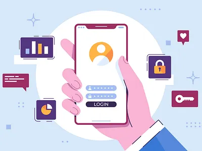 Hand With Smartphone hand illustration iphone key lock shape smartphone