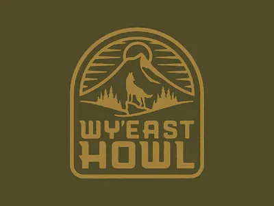 Wy'East Howl 1 badge illustration oregon patch run running sun texture trail tree type