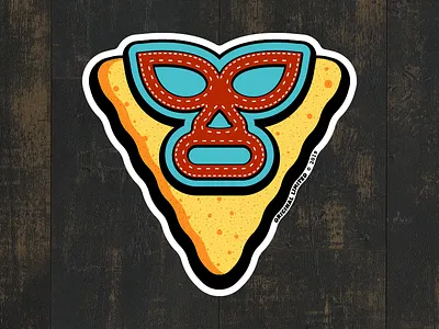 Nachoooooo - Original Limited Sticker chip eagle flat food ignacio illustration jablinksi jack black lucha libre luchador luchadore movie nacho libre original limited snack sticker tortilla vector wrestling