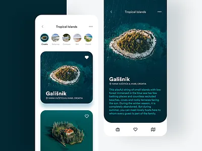 Travel App app card clean croatia destination explore ios island travel tropical ui