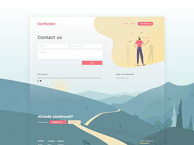 Landscape Illustration for Car Price Comparison App Contact Page adobe car car auto car app cars concept contact contact form contact page creative design form illustration landscape mountains ui ux web web design website