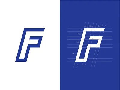 Double F Logomark f grid grid construction grid design gridding letter logo logomark